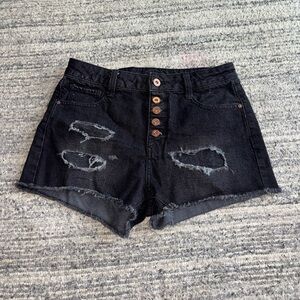 NWT Black Distressed Denim Shorts